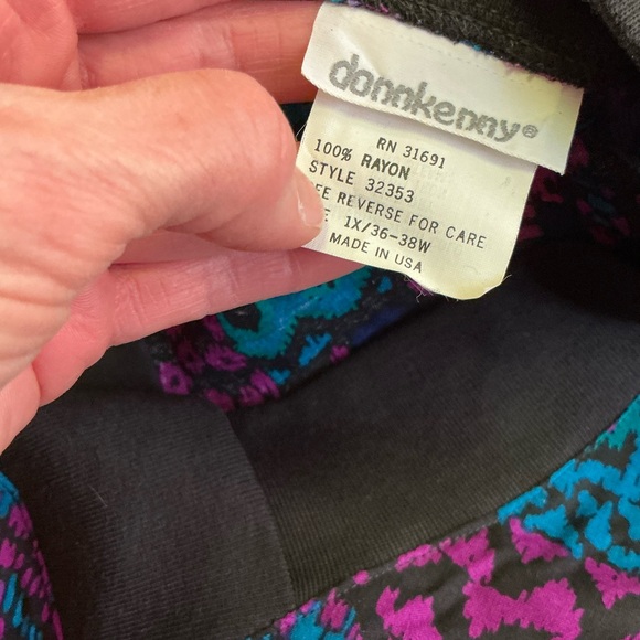 Vintage Don Kenny Abstract Print V-Neck Shirt | 80s 90s Made USA - Picture 2 of 9